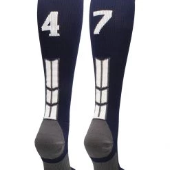 MadSportsStuff Navy Player ID Custom Number Over The Calf Socks For Softball Baseball Football Boys And Girls Softball Socks