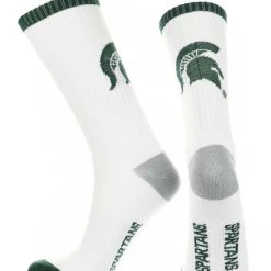 TCK Michigan State Spartans Socks Basic Crew White Socks