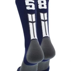 MadSportsStuff Volleyball Socks Navy Player ID Custom Number Crew Socks For Basketball Lacrosse Volleyball Boys And Girls