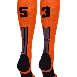 MadSportsStuff Orange And Black Player ID Custom Number Over The Calf Socks For Softball Baseball Football Boys And Girls 132 MadSportsStuff Orange And Black Player ID Custom Number Over The Calf Socks For Softball Baseball Football Boys And Girls