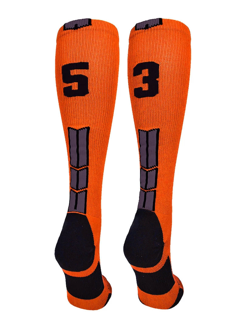 MadSportsStuff Orange And Black Player ID Custom Number Over The Calf Socks For Softball Baseball Football Boys And Girls 27 MadSportsStuff Orange And Black Player ID Custom Number Over The Calf Socks For Softball Baseball Football Boys And Girls
