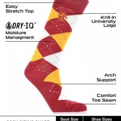 TCK USC Trojans Argyle Dress Socks NCAA Fanwear Crew Length
