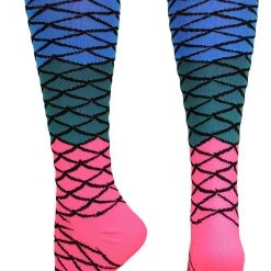 MadSportsStuff Neon Mermaid Athletic Over The Calf Socks Softball Socks