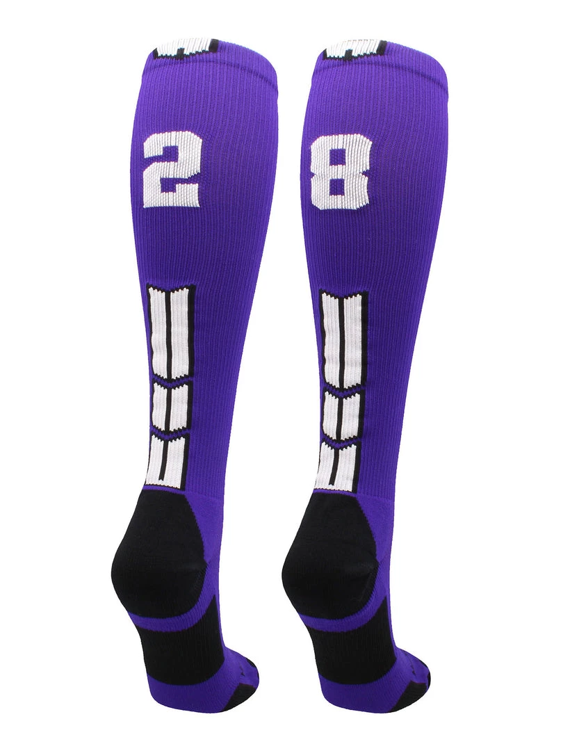 MadSportsStuff Purple Player ID Custom Number Over The Calf Socks For Softball Baseball Football Boys And Girls Softball Socks 102 MadSportsStuff Purple Player ID Custom Number Over The Calf Socks For Softball Baseball Football Boys And Girls Softball Socks