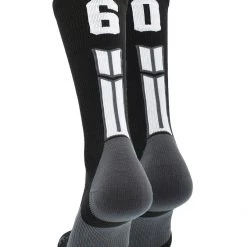 MadSportsStuff Black Player ID Custom Number Crew Socks For Basketball Lacrosse Volleyball Boys And Girls