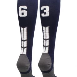 MadSportsStuff Navy Player ID Custom Number Over The Calf Socks For Softball Baseball Football Boys And Girls