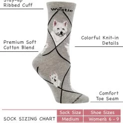 WHD Crazy Socks - Crew Westie Socks For Women Gift For Dog Lovers