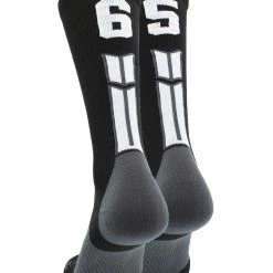 MadSportsStuff Black Player ID Custom Number Crew Socks For Basketball Lacrosse Volleyball Boys And Girls Volleyball Socks