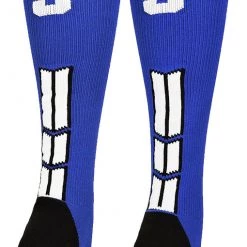 MadSportsStuff Royal Player ID Custom Number Over The Calf Socks For Softball Baseball Football Boys And Girls