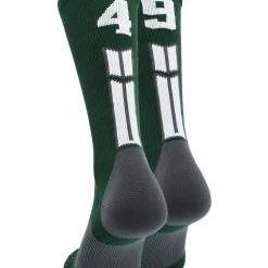 MadSportsStuff Volleyball Socks Dark Green Player ID Custom Number Crew Socks For Basketball Lacrosse Volleyball Boys And Girls