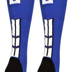 MadSportsStuff Baseball Socks Royal Player ID Custom Number Over The Calf Socks For Softball Baseball Football Boys And Girls