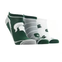 TCK All Schools Michigan State Spartans No Show Socks Full Field 3 Pack