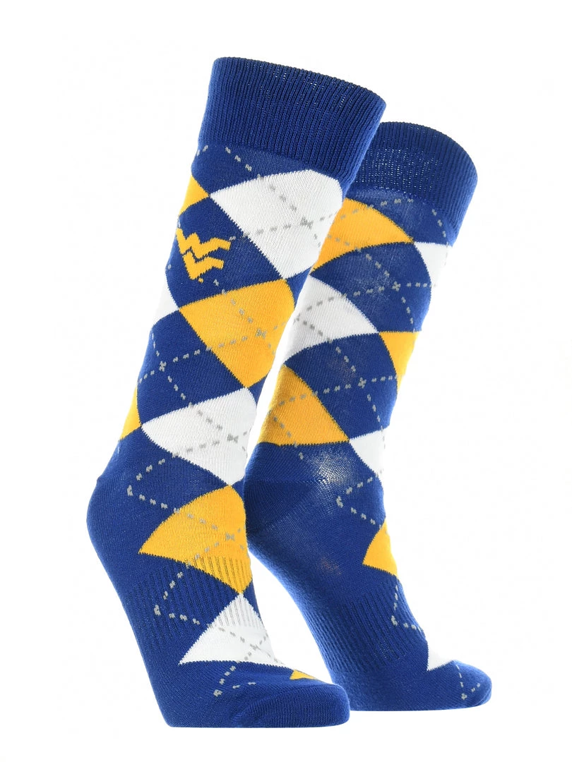 TCK West Virginia Mountaineers Argyle Dress Socks NCAA Fanwear Crew Length All Schools 4 TCK West Virginia Mountaineers Argyle Dress Socks NCAA Fanwear Crew Length All Schools