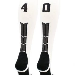 MadSportsStuff White Player ID Custom Number Over The Calf Socks For Softball Baseball Football Boys And Girls