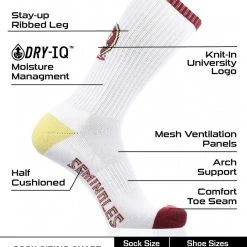TCK All Schools Florida State Seminoles Socks Basic Crew White Socks