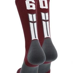MadSportsStuff Maroon Player ID Custom Number Crew Socks For Basketball Lacrosse Volleyball Boys And Girls