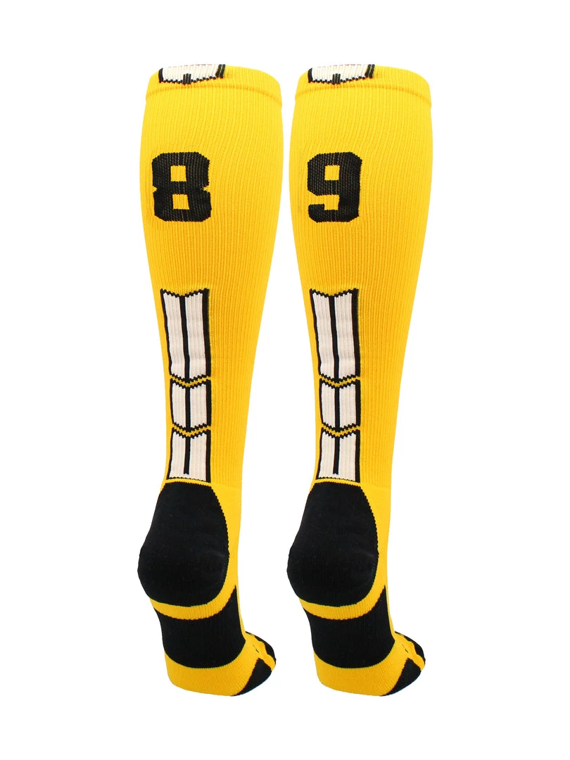 MadSportsStuff Softball Socks Gold Player ID Custom Number Over The Calf Socks For Softball Baseball Football Boys And Girls 40 MadSportsStuff Softball Socks Gold Player ID Custom Number Over The Calf Socks For Softball Baseball Football Boys And Girls