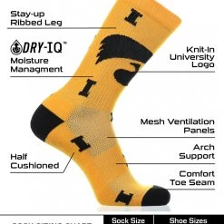 TCK Iowa Hawkeyes Socks Crew Length Sock Mayhem 6 TCK Iowa Hawkeyes Socks Crew Length Sock Mayhem