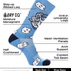 TCK North Carolina Tar Heels Socks Crew Length Sock Mayhem