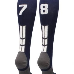 MadSportsStuff Navy Player ID Custom Number Over The Calf Socks For Softball Baseball Football Boys And Girls Softball Socks