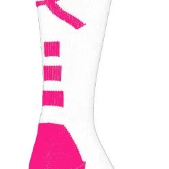 TCK Volleyball Socks Baseline Breast Cancer Awareness Athletic Crew Socks (Kids And Adult Sizes)