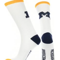 TCK Michigan Wolverines Socks Basic Crew White Socks