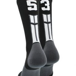 MadSportsStuff Black Player ID Custom Number Crew Socks For Basketball Lacrosse Volleyball Boys And Girls Volleyball Socks