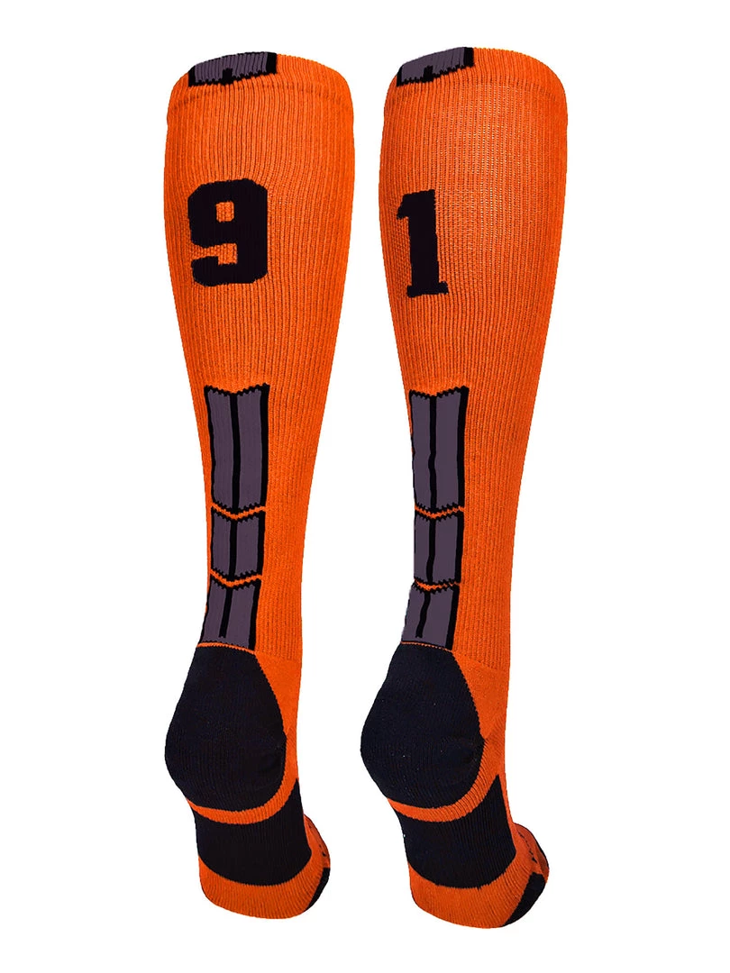 MadSportsStuff Softball Socks Orange And Black Player ID Custom Number Over The Calf Socks For Softball Baseball Football Boys And Girls 39 MadSportsStuff Softball Socks Orange And Black Player ID Custom Number Over The Calf Socks For Softball Baseball Football Boys And Girls