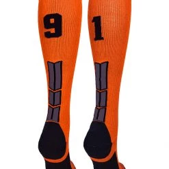 MadSportsStuff Softball Socks Orange And Black Player ID Custom Number Over The Calf Socks For Softball Baseball Football Boys And Girls 144 MadSportsStuff Softball Socks Orange And Black Player ID Custom Number Over The Calf Socks For Softball Baseball Football Boys And Girls