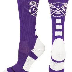 MadSportsStuff LAX Lacrosse Socks With Lacrosse Sticks Athletic Crew Socks (multiple Colors)