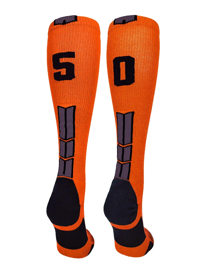 MadSportsStuff Softball Socks Orange And Black Player ID Custom Number Over The Calf Socks For Softball Baseball Football Boys And Girls 55 MadSportsStuff Softball Socks Orange And Black Player ID Custom Number Over The Calf Socks For Softball Baseball Football Boys And Girls