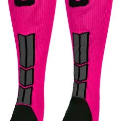 MadSportsStuff Baseball Socks Neon Pink And Black Player ID Custom Number Over The Calf Socks For Softball Baseball Football Boys And Girls