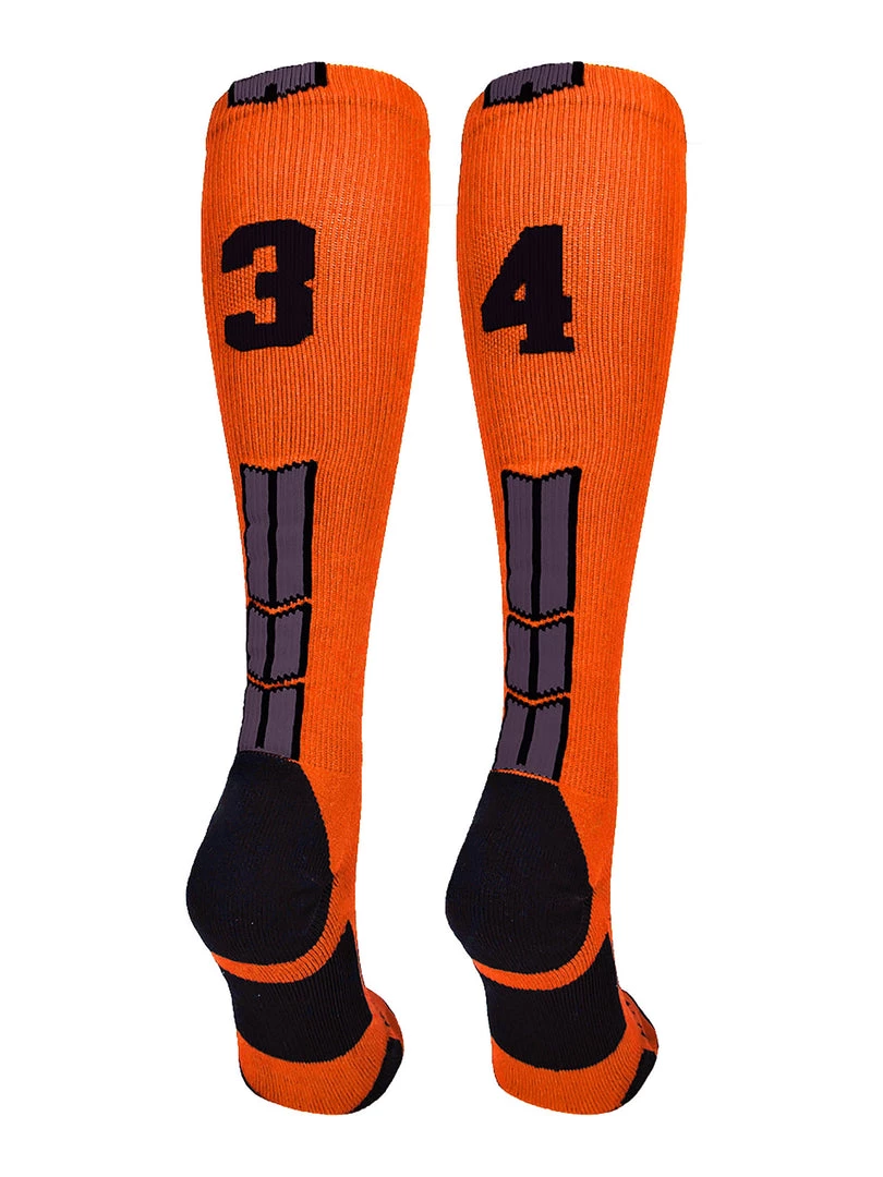 MadSportsStuff Softball Socks Orange And Black Player ID Custom Number Over The Calf Socks For Softball Baseball Football Boys And Girls 96 MadSportsStuff Softball Socks Orange And Black Player ID Custom Number Over The Calf Socks For Softball Baseball Football Boys And Girls