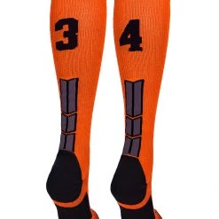 MadSportsStuff Softball Socks Orange And Black Player ID Custom Number Over The Calf Socks For Softball Baseball Football Boys And Girls 201 MadSportsStuff Softball Socks Orange And Black Player ID Custom Number Over The Calf Socks For Softball Baseball Football Boys And Girls