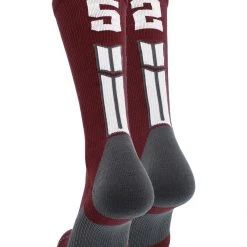 MadSportsStuff Maroon Player ID Custom Number Crew Socks For Basketball Lacrosse Volleyball Boys And Girls