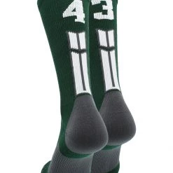MadSportsStuff Dark Green Player ID Custom Number Crew Socks For Basketball Lacrosse Volleyball Boys And Girls Volleyball Socks