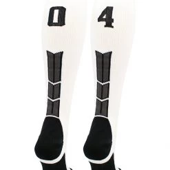 MadSportsStuff White Player ID Custom Number Over The Calf Socks For Softball Baseball Football Boys And Girls