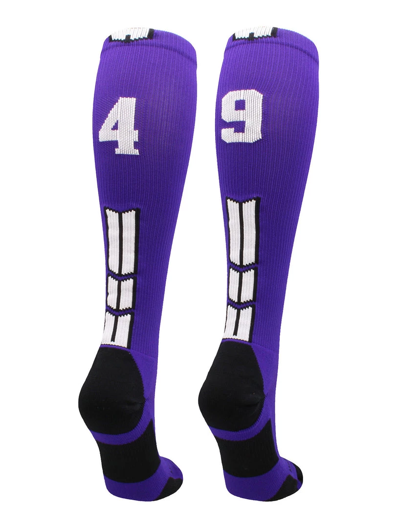 MadSportsStuff Purple Player ID Custom Number Over The Calf Socks For Softball Baseball Football Boys And Girls 56 MadSportsStuff Purple Player ID Custom Number Over The Calf Socks For Softball Baseball Football Boys And Girls