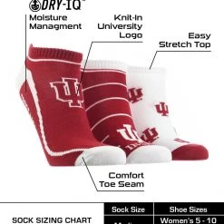 TCK All Schools Indiana Hoosiers No Show Socks Full Field 3 Pack