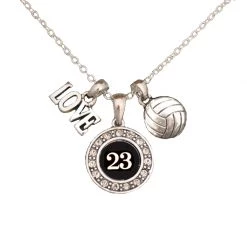 MadSportsStuff Jewelry Girls Volleyball Necklace With Jersey Number (Available In 39 Numbers)