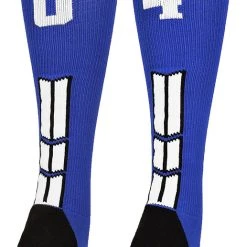 MadSportsStuff Royal Player ID Custom Number Over The Calf Socks For Softball Baseball Football Boys And Girls