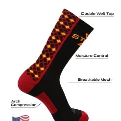 TCK Iowa State Cyclones Socks Diamond Crew