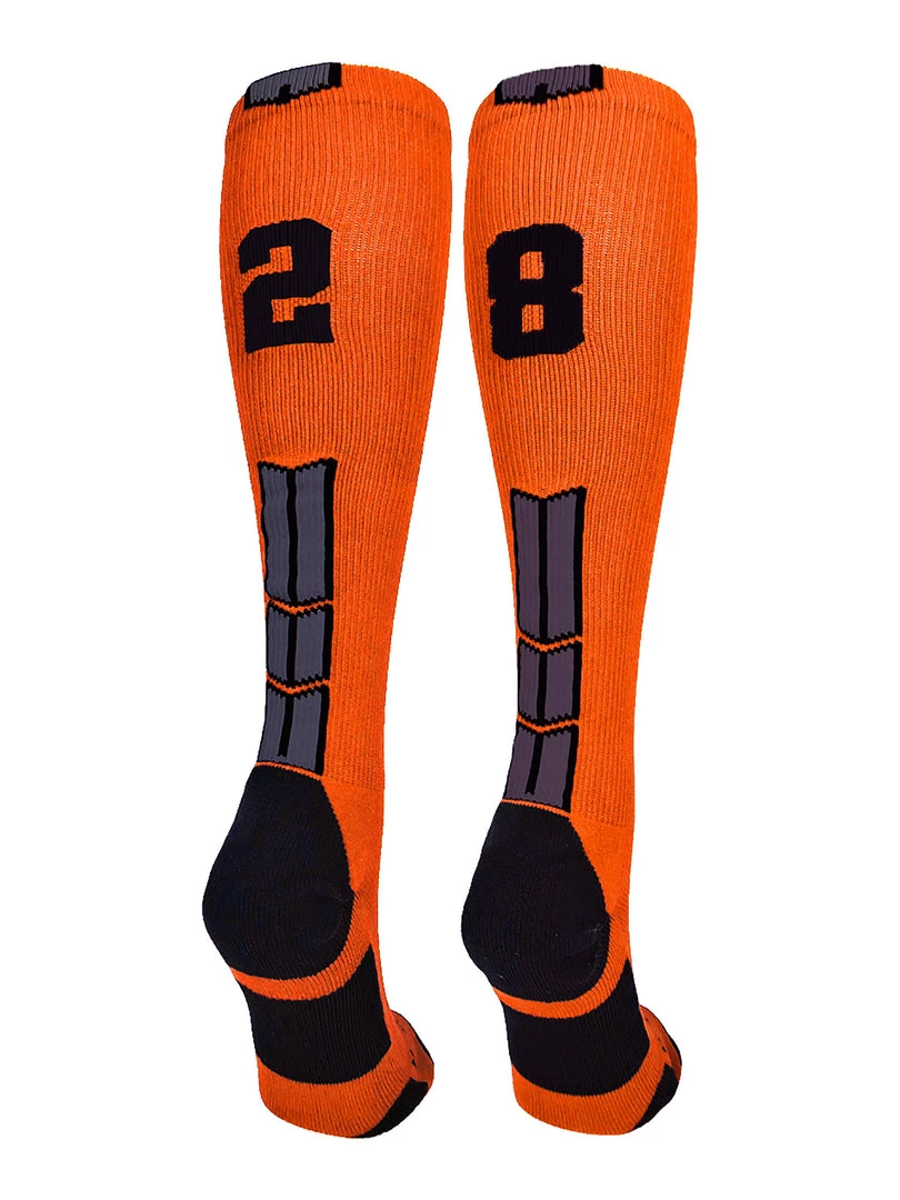 MadSportsStuff Softball Socks Orange And Black Player ID Custom Number Over The Calf Socks For Softball Baseball Football Boys And Girls 102 MadSportsStuff Softball Socks Orange And Black Player ID Custom Number Over The Calf Socks For Softball Baseball Football Boys And Girls