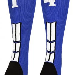 MadSportsStuff Baseball Socks Royal Player ID Custom Number Over The Calf Socks For Softball Baseball Football Boys And Girls