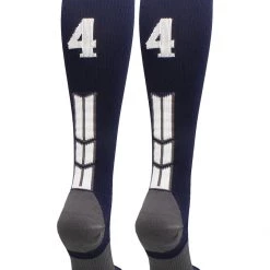 MadSportsStuff Navy Player ID Custom Number Over The Calf Socks For Softball Baseball Football Boys And Girls Softball Socks