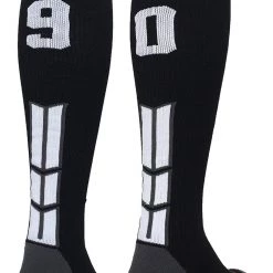 MadSportsStuff Black Player ID Custom Number Over The Calf Socks For Softball Baseball Football Boys And Girls