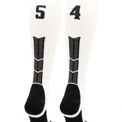MadSportsStuff White Player ID Custom Number Over The Calf Socks For Softball Baseball Football Boys And Girls Softball Socks