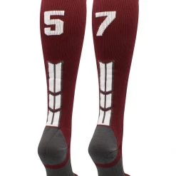 MadSportsStuff Maroon Player ID Custom Number Over The Calf Socks For Softball Baseball Football Boys And Girls Softball Socks