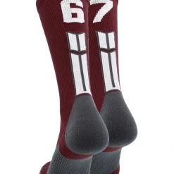 MadSportsStuff Maroon Player ID Custom Number Crew Socks For Basketball Lacrosse Volleyball Boys And Girls
