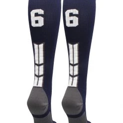 MadSportsStuff Navy Player ID Custom Number Over The Calf Socks For Softball Baseball Football Boys And Girls Softball Socks
